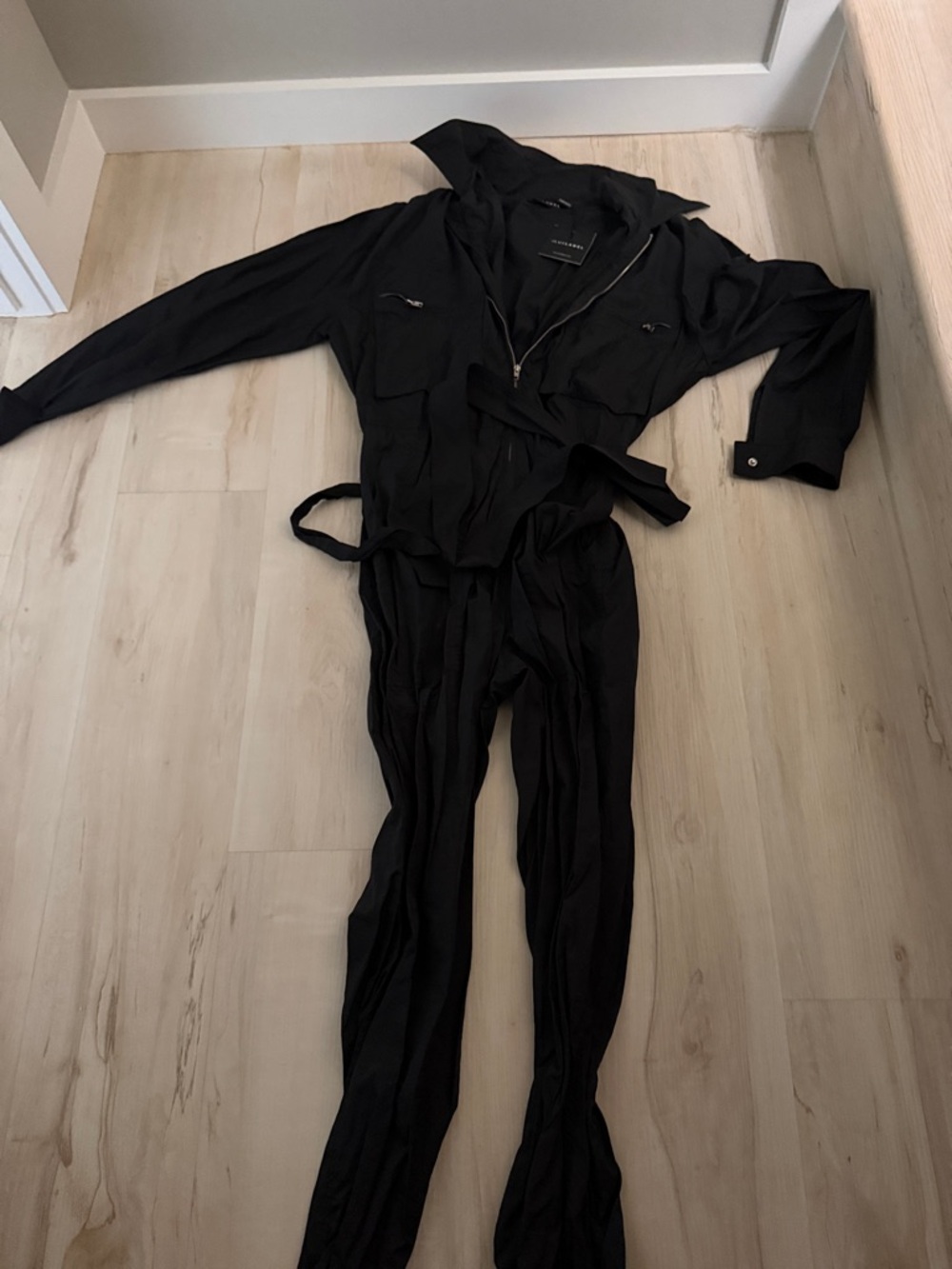 JLUXLABEL Black Utility Jumpsuit with Belt